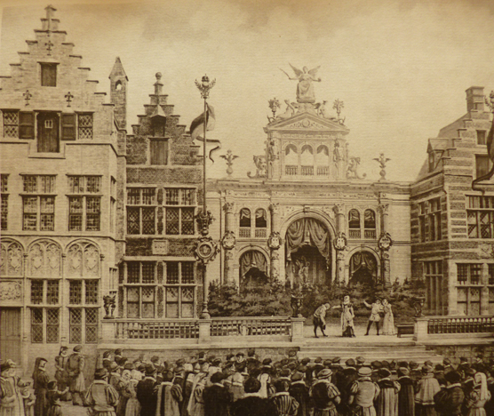 Toneelopvoering op de Merckt in Oud Antwerpen