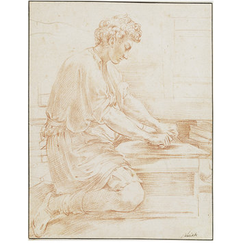 Parmigianino, Een leerling maalt pigment. Victoria & Albert Museum, Londen. 