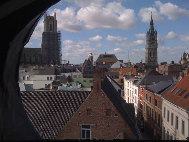 Uitzicht op Sint-Baafskathedraal en het Belfort, Gent